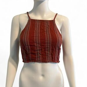 Sky and Sparrow Rust Striped Crop Top